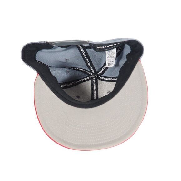 Nike True "Fly" Wool / Faux Leather Snapback Hat Grey / Red OS - Picture 5 of 8